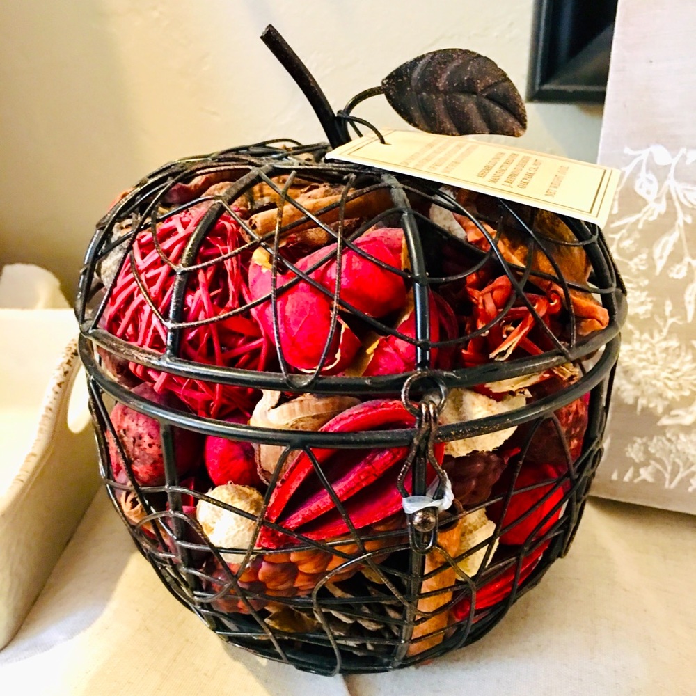 Apple potpourri wrought iron decor — clasp close to refill when needed -…